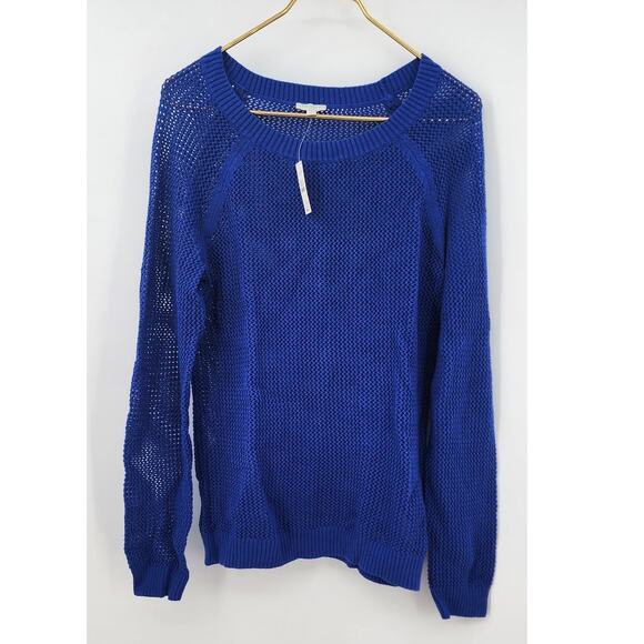 New NWT Talbots Open‎ Knit Blue Crewneck Sweater Medium Casual - Picture 1 of 7